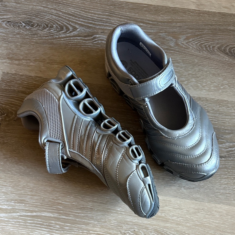 Adidas Taqwa Bint Ali Metallic Gray Mary Jane Athletic Shoes - Picture 2 of 3
